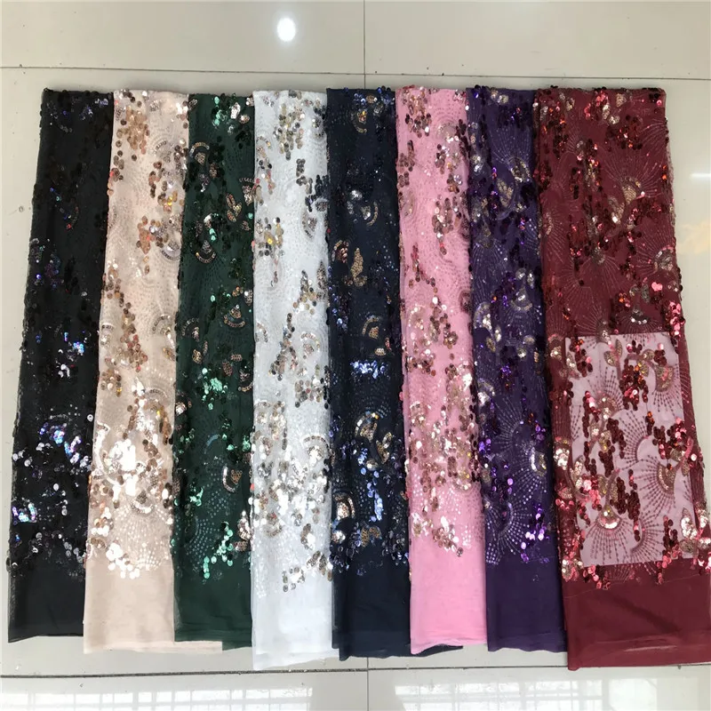 2019 африканская сетчатая кружевная ткань Высококачественная Элегантная черная