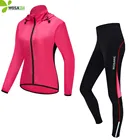 WOSAWE ветрозащитный велосипедный комплект, Женская велосипедная одежда, длинные трикотажные куртки, брюки с подкладкой, костюм для горного велосипеда, велосипедная ветровка, униформа