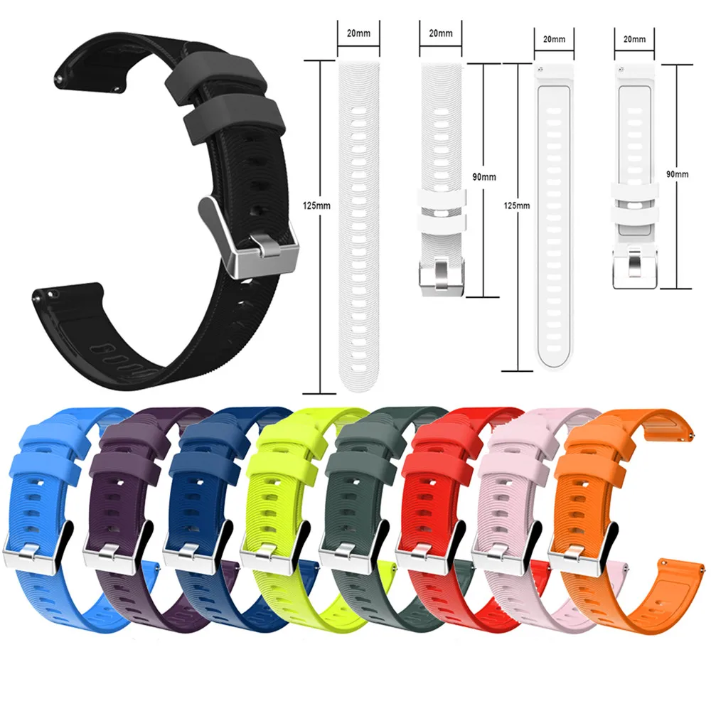 Ремешок силиконовый для наручных часов Garmin Vivoactive 3 HR Forerunner 245 645 20 мм спортивный