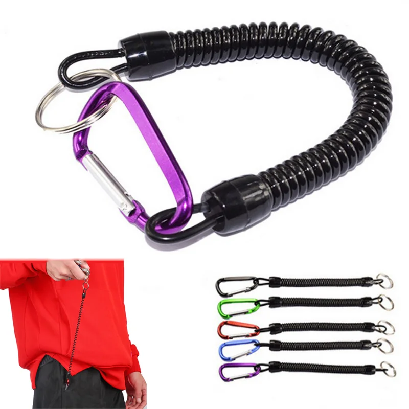 

New 1pcs Fishing Lanyards Boating Ropes Retention String Fishing Rope with Camping Carabiner Secure Lock Fishing Tools Acces