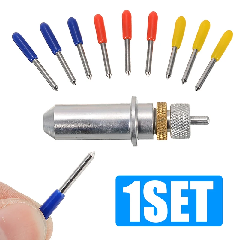 

1pc Cutting Plotter Blade Holder Carving + 9pcs 30 Degree 45 Degree 60 Degree Blades Vinyl Cutter Milling Cutter