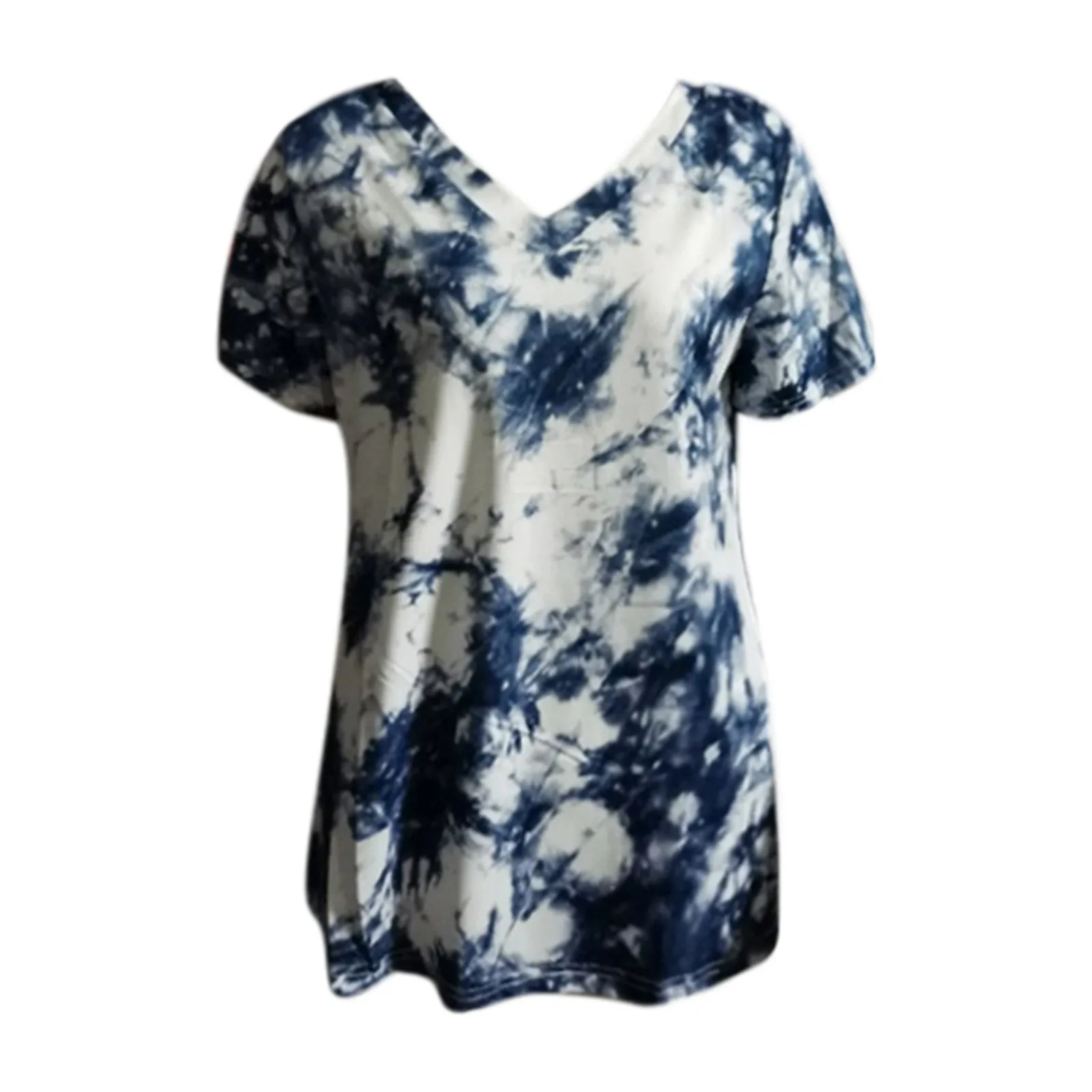 

Summer Women's Tops Fashion Casual V-Neck Short Sleeve Loose Casual Tie-dye Printed T-shirt Female Daliy T Shirt Top#35