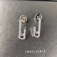 european and american fashion ladies earrings 925 sterling silver single diamond open earrings fashion exquisite jewelry
