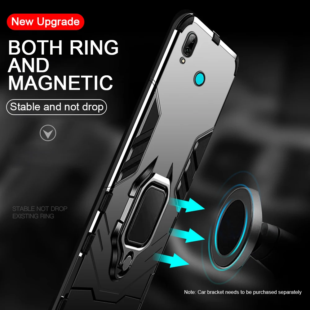 armored finger ring bracket magnetic phone case for huawei p smart plus 2019 2018 p smart z psmart pro 2019 stand anti fall case free global shipping