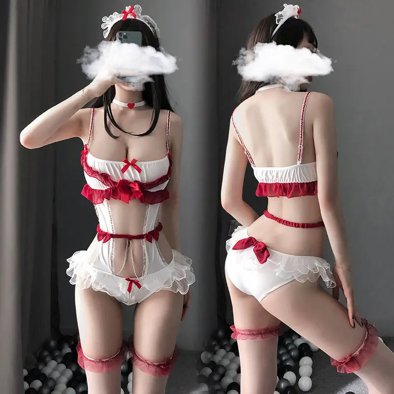 

Maid Dress Women Charming Sexy Full Transparent Bunny Girl Jk Uniform Cosplay Large Size Kawaii Slutty Clothes Kitten Lingerie