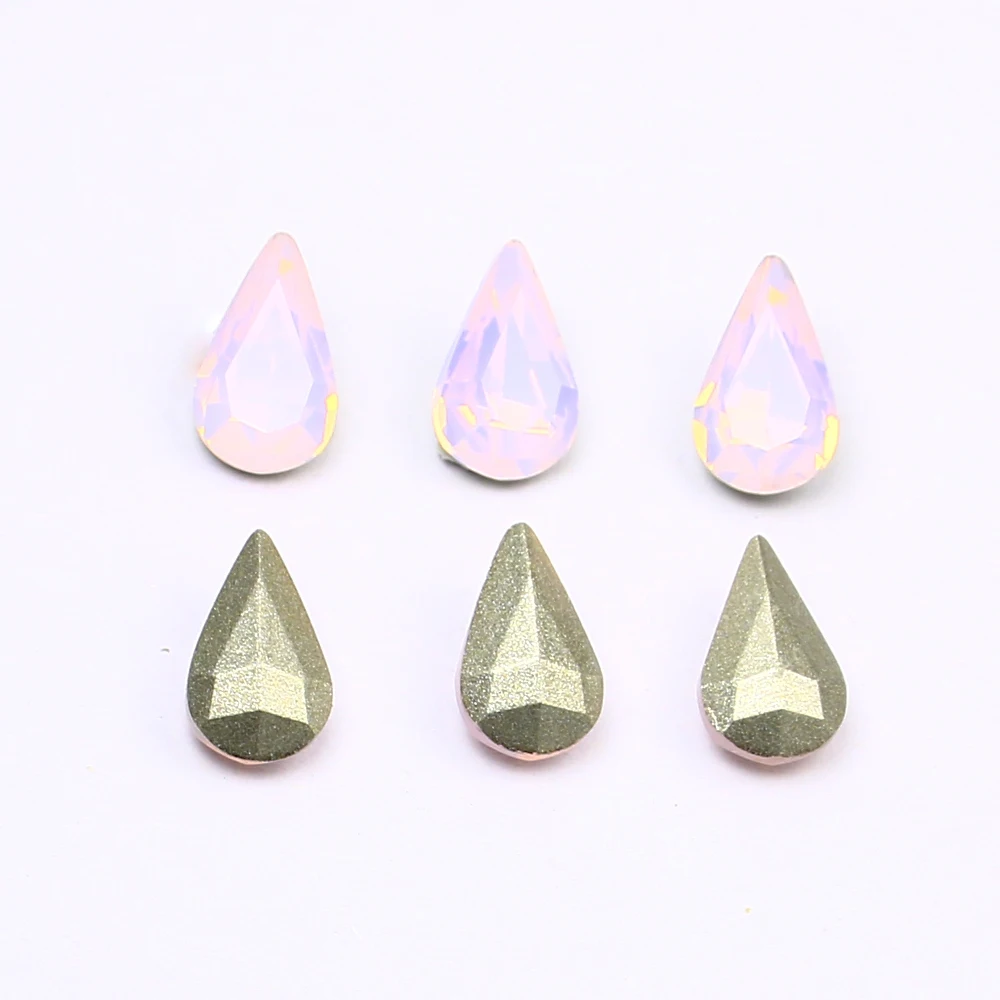 6*10 мм хрустальные стразы 3D Pointback Стразы с капелькой слезинкой камни розовый опал