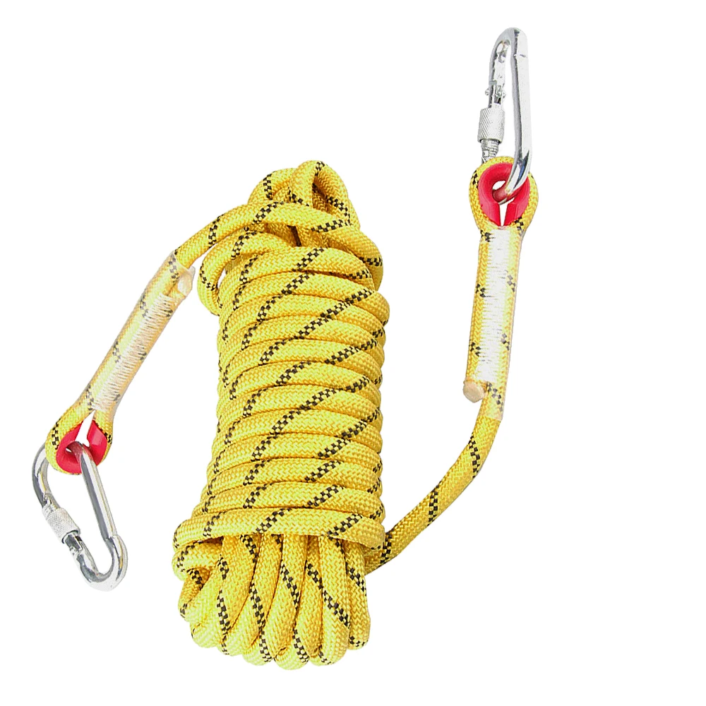 Climbing Rope-yellow Профессиональная верёвка для скалолазания на открытом воздухе и набор крючков на открытом воздухе инструмент статическая веревка для скалолазания спасательный канат веревка для кемпинга - Цвет: Climbing Rope-yellow