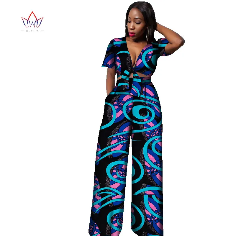 Костюм женский хлопковый с Африканским принтом комплект из 2 предметов короткий