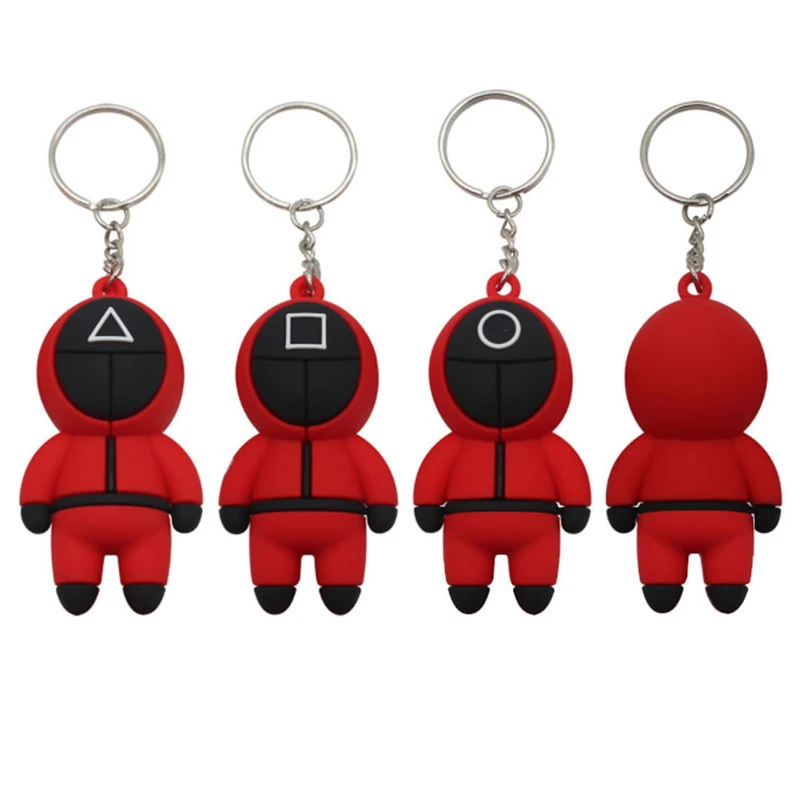 

3D Squid Game Cosplay Character Mask Key Chain Pendant Key Chain Lady Man Child Key Chain Toy Gift Trinkets