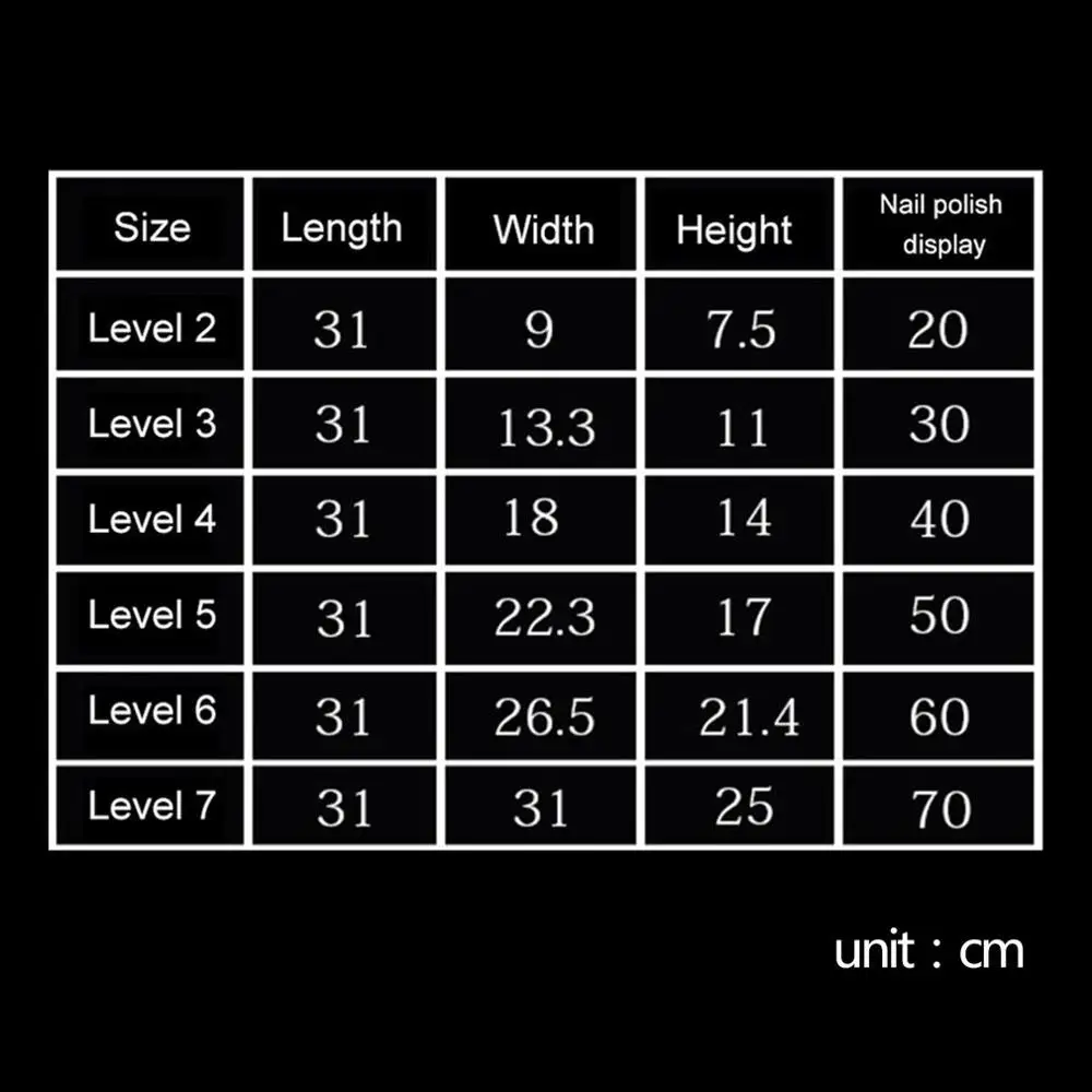 Демонстрационная стойка для акрилового лака ногтей многослойная пластиковая