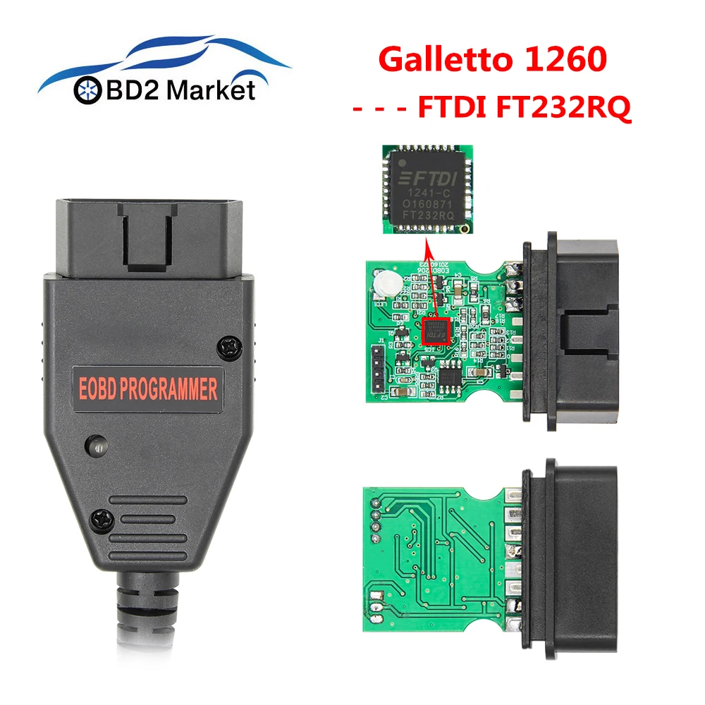 FTDI FT232RQ Galletto 1260 ECU чип Тюнинг инструмент EOBD/OBD2/OBDII Flasher диагностический