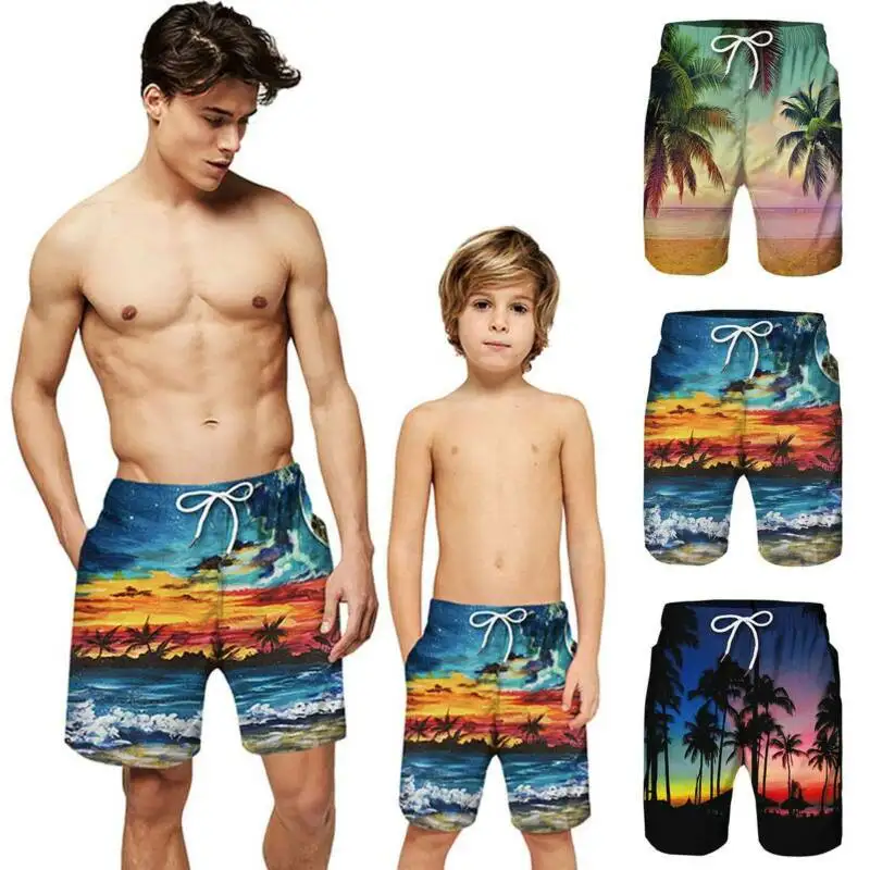 

Men Kids 3D Print Surf Board Shorts Pants Summer Beach Swimming Trunks Swimwear