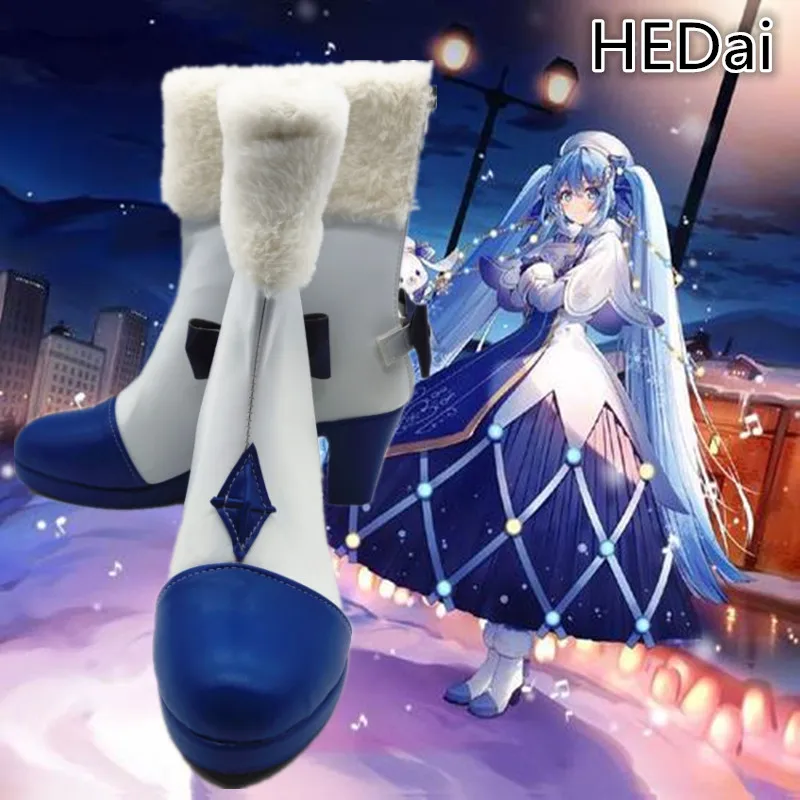 

Vocaloid Snow Miku 2021, женские ботинки для косплея, Аниме обувь