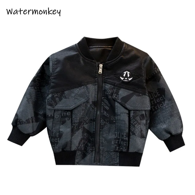 

Boys' Autumn leather jacket 2022 new children's Korean handsome leather jacket baby's spring and autumn coat fashion