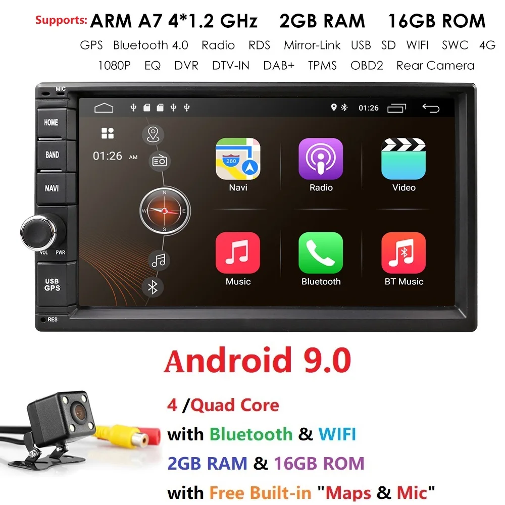 Хизпо четырехъядерный 7 &quot2Din Android 9 0 автомобильный NO-DVD Радио мультимедийный