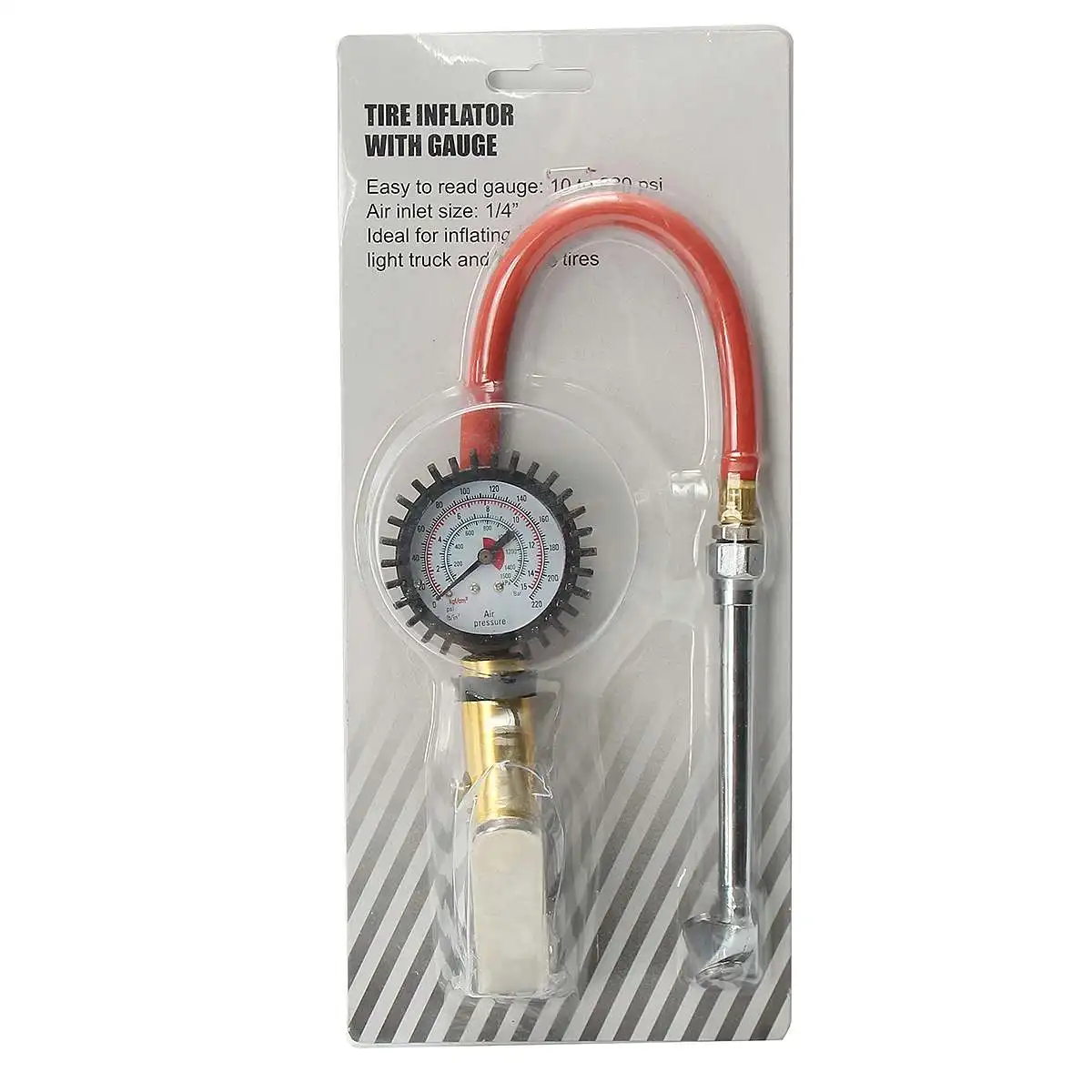 

1/4" NPT Air Tire Car Tyre Inflator Universal Auto Car Air Tire Pressure Inflator Inflatable Pump Dial Gauge Vehicle Tester