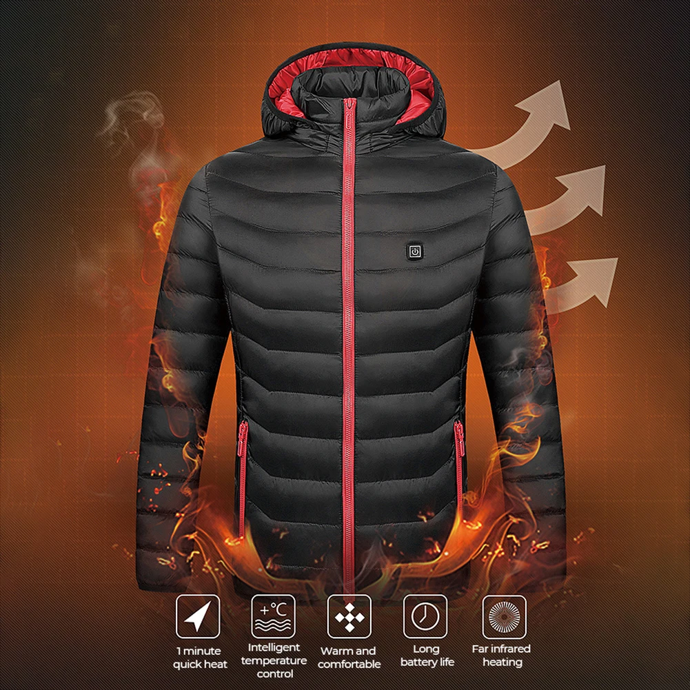 

Men and Women Jacket Heated Smart Usb Heating Cotton Coat Fashion Heating Cotton Clothing Warm Hooded Jacket Hunting Clothes
