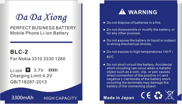 Da Xiong 3300 мАч BLC 2 BLC2 литий ионный аккумулятор для телефона NOKIA 3310 3330 1260 2260 3315 3320 3350 3360