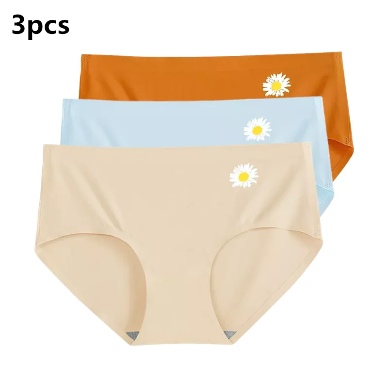 3 шт. женские бесшовные шелковые трусики со средней посадкой | Женская одежда