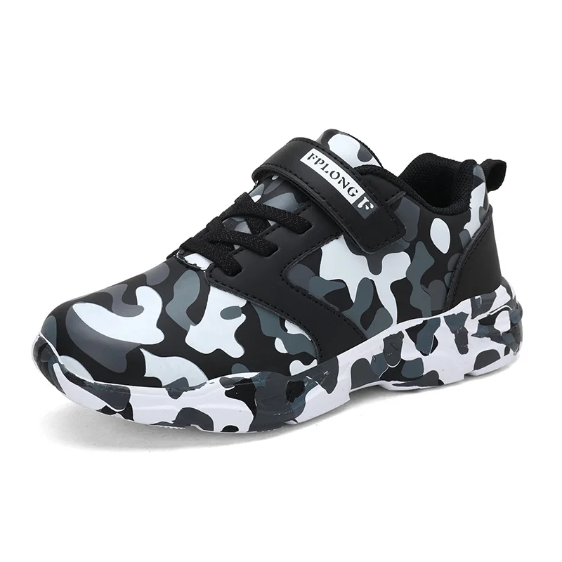 2019 Autumn New Style Kids Sports Shoes Camouflage Print Boys Running Children's Sport PU Leather Camo Trainers | Спорт и