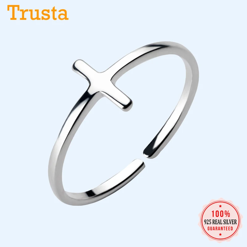 Trustdavis 100% Серебро 925 пробы модное простое крест коктейльное регулируемое кольцо