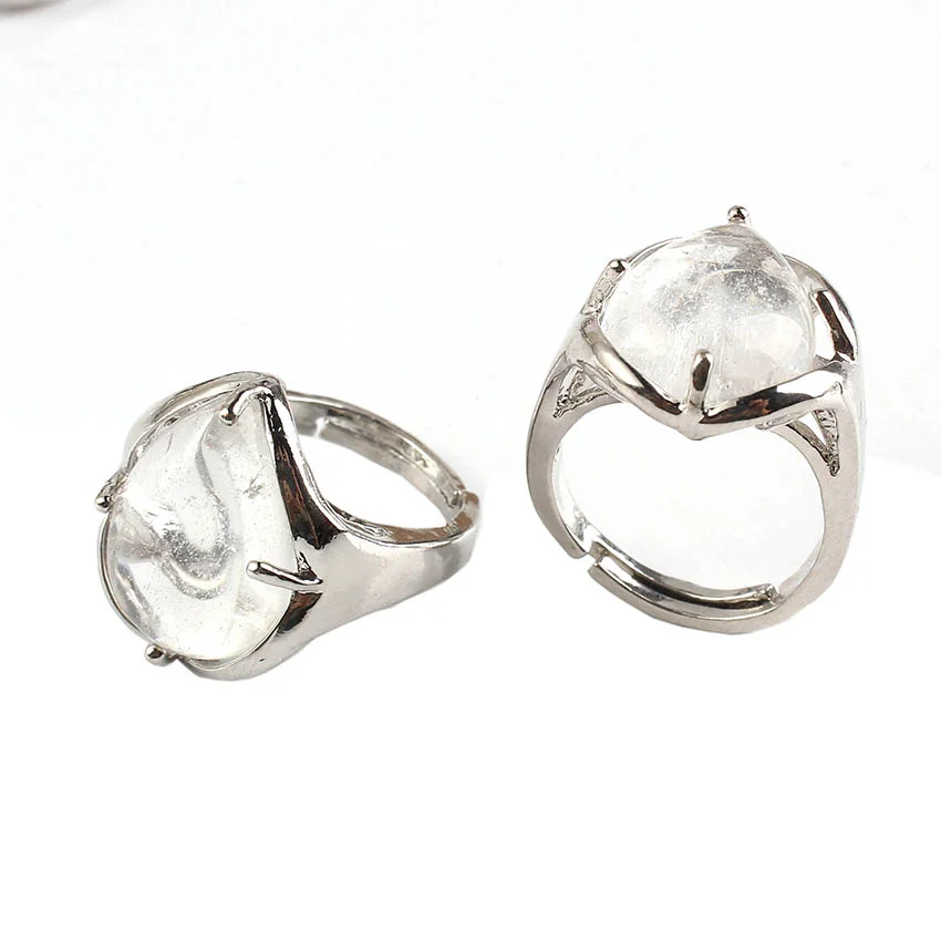 KFT с серебряным покрытием изменяемым размером каменное кольцо Природный камень