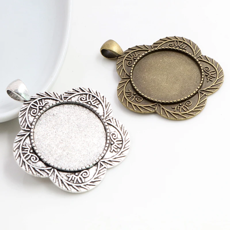 Новая мода 5 шт 25 мм Внутренний размер Античная Посеребренная бронзовые цветы