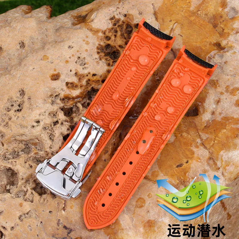 20mm22mmWatch Bracelet For Omega 300 SEAMASTER 600 PLANET OCEAN Folding Buckle Silicone Nylon Strap Watch Accessories Watch Band