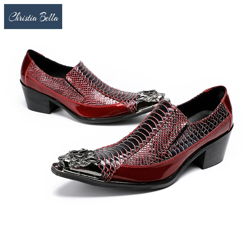 

Christia Bella Fashion Increase Height Mid Heel Men Genuine Leather Shoes Party Club Formal Shoes Business Leather Shoes Male