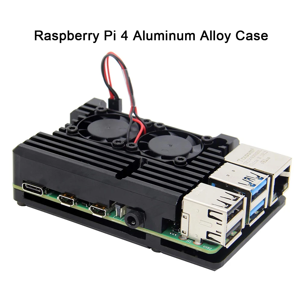 Чехол для Raspberry Pi 4 B с двойным вентилятором защитный чехол из алюминиевого сплава