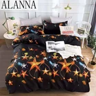 Комплект постельное бельё Alanna X-1085, комплект из 4-7 предметов, с принтом в виде звезд, дерева, цветов постельного белья