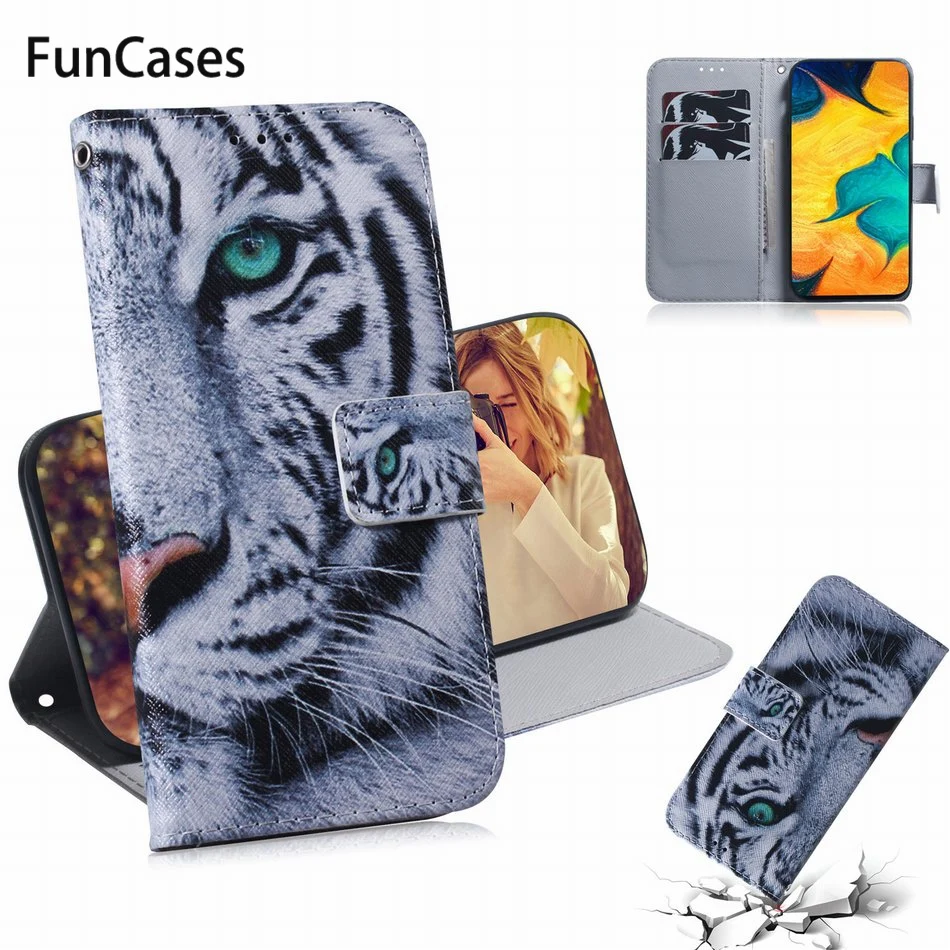 Animal Case Leather Cover Bag For Box Samsung Galaxy M40 A60 A70 A80 A90 Panda Tiger Lion Wolf Painting Owl Apricot Flower DP26F | Мобильные