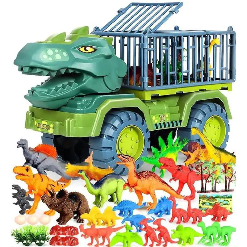 

Dinosaur Car Transporter Toy Set Dinosaur Animal Model Tyrannosaurus Triceratops Transport Engineering Vehicle Children Toy Gift