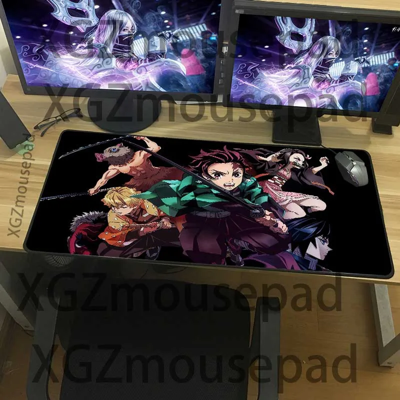 Большой коврик для мыши XGZ черный с застежкой по краям аниме рассекающий демонов