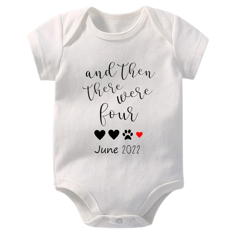 

Coming Soon 2022 Pregnancy Reveal Onesies And Then There Were Four Baby Announcement Bodysuit Newborn Infant Ropa Romper Clothes