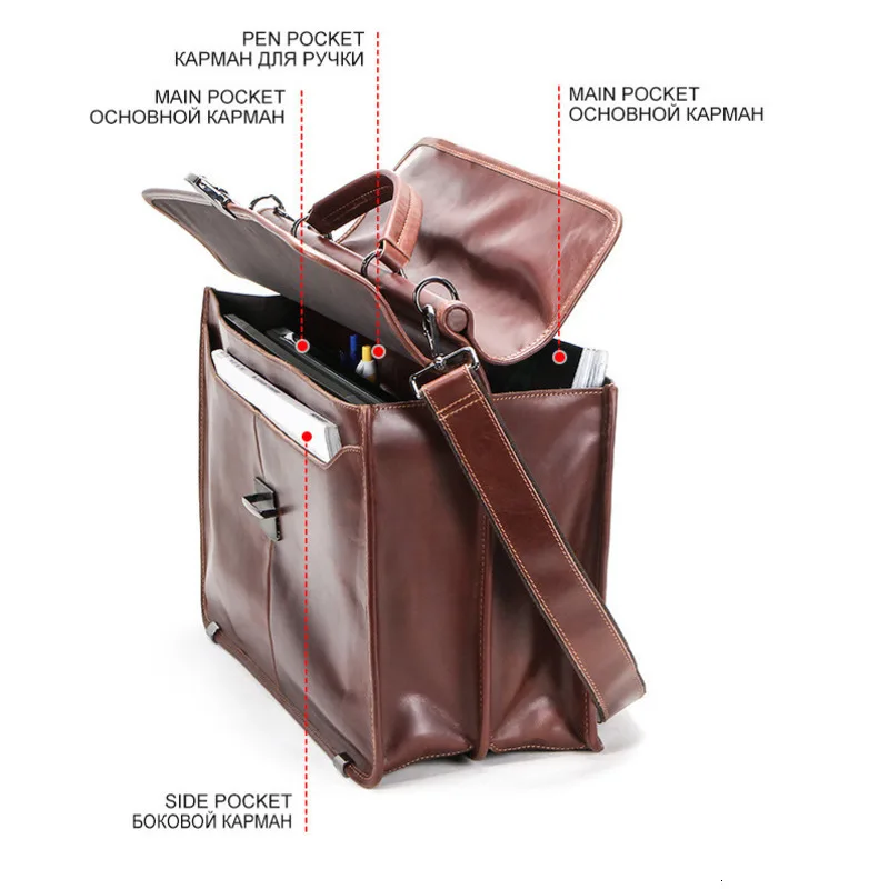 Новые мужские кожаные сумки-мессенджеры для ноутбука мужской деловой портфель