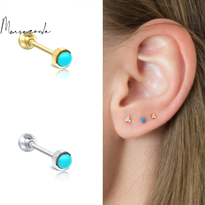 

MORSE 925 Sterling Silver Stud Earrings For Women Circle Diamond Piercing Earrings Women Helix Puncture Small Earrings Jewelry