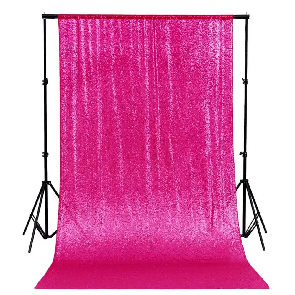 Fuchsia Блесток фон занавес радужные Свадебные украшения белого цвета 24x120 дюймов фото фон занавес s сценический Backdrops-M190921 - Цвет: Fuchsia
