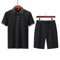 2022 mens casual homme polo shirt fashion suit 2 piece short sleeved button t shirt shorts suit mens summer zipper pocket 5xl
