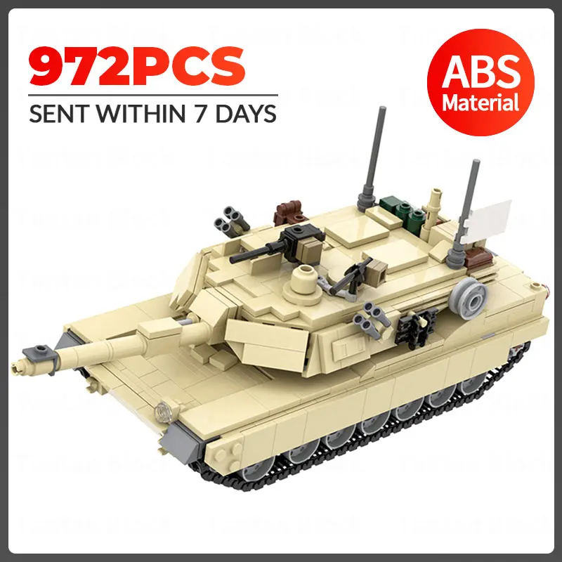 

MOC Military Weapon Series US M1A2 Abrams Tank Model Building Blocks WW2 Vehicle Bricks Kids Educational Toys for Boys Xmas Gift