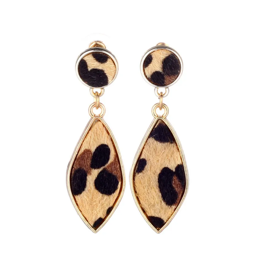 

Светильник в форме маркиза из металла и кожи желтого золота, серьги-гвоздики для женщин, модные ювелирные изделия