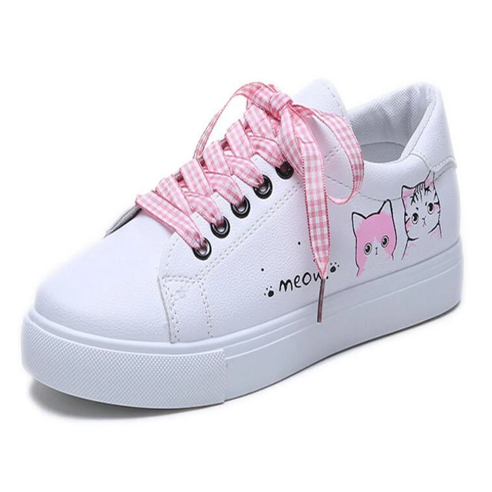 Женские кроссовки модная Вулканизированная обувь кожаная на платформе для