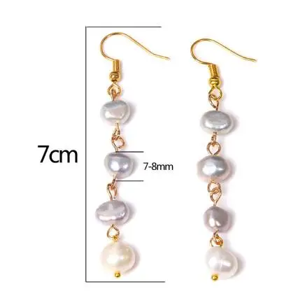 

Favorite Pearl Earrings White Gray Baroque Genuine Freshwater Pearl Gold Color Silver Dangle Earring For Women Wedding Gift