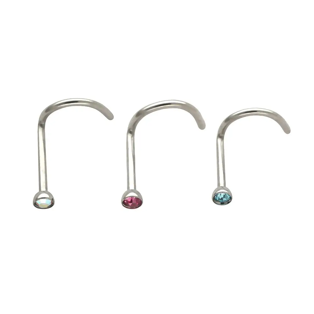 

JHJT New Fashion Cartilage Nose Studs G23 Titanium Multicolor Cubic Zirconia Nose Ring Nose Piercing Body Jewelry