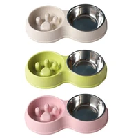 double pet bowl dog food water feeder slower food feeding dishes non slip puzzle bowl cat puppy feeding accessories supplies