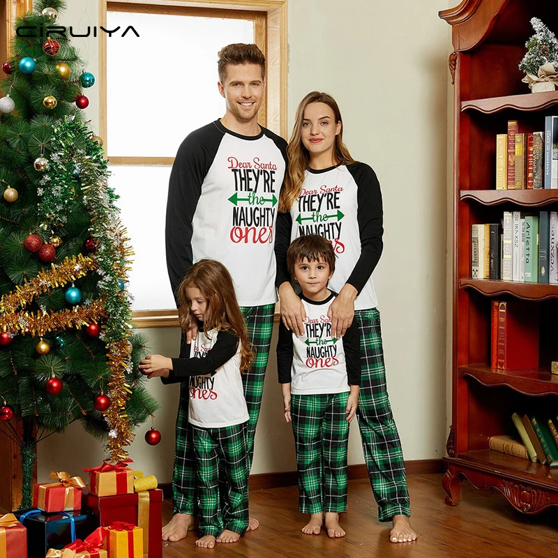 CIRUIYA Christmas Pajamas Sets 2022 Adult Kids Xmas Nightwear Baby Romper Letter Merry Christmas Costume Family Matching Outfits
