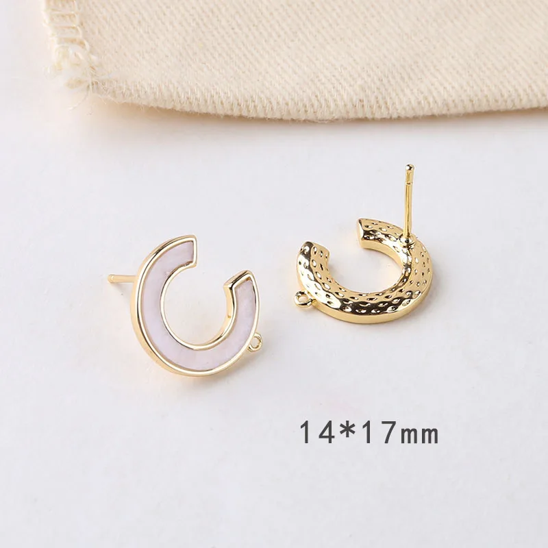 

2pcs Korean fashion Copper plated zircon bow love heart stud Earrings C-shaped earrings needles DIY handmade jewelry material