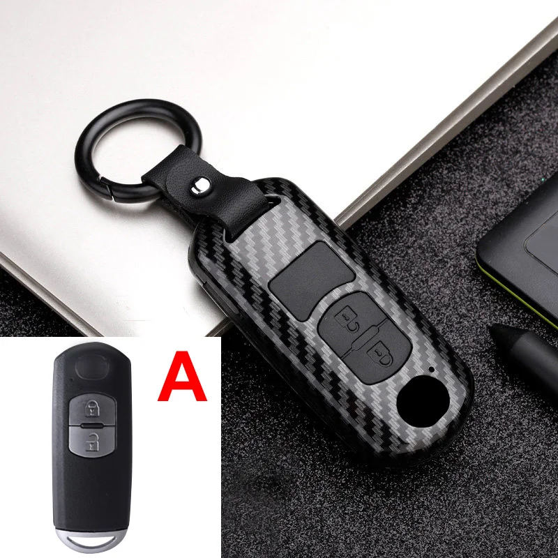 A Carbon ABS+ силиконовый чехол для ключей от машины Fob крышка для Mazda 3 Mazda 6 CX-3 CX-5 CX5 CX 5 CX-7 CX-9 Atenza Axela аксессуары - Название цвета: A Carbon