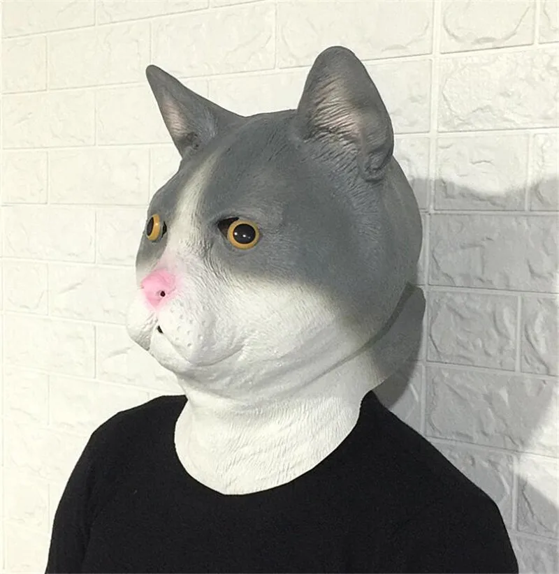 Забавные латексные маски для Хэллоуина, Маска «кошка», маска для лица, взрослый головной костюм для косплея, реквизит для Хэллоуина, маскарадные Вечерние Маски