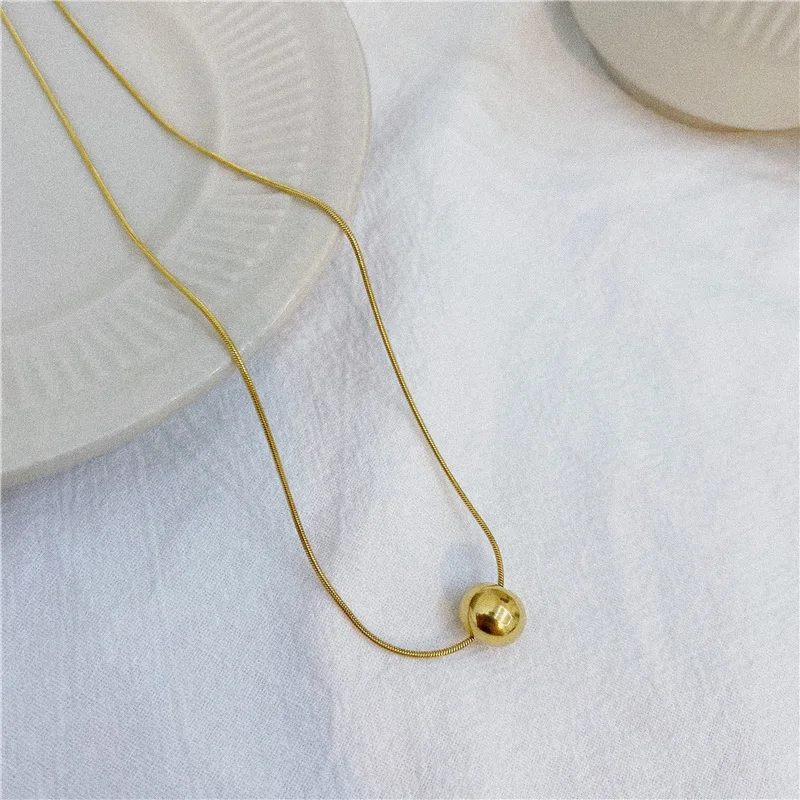

Mini Gold Chain Small Metal Ball Pendant Stainless Steel Choker Necklaces For Women Elegant Winter Neck Jewelry Gift